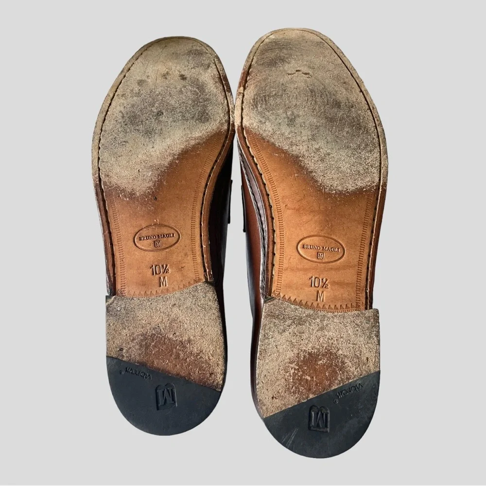 BRUNO MAGLI COGNAC TASSEL LOAFERS SIZE 10.5 M